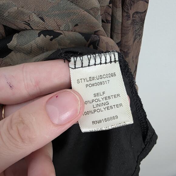 Promesa Black Brown Leaf Print Fall Forest Whimsygoth Maxi Skirt Size Small - Picture 5 of 8